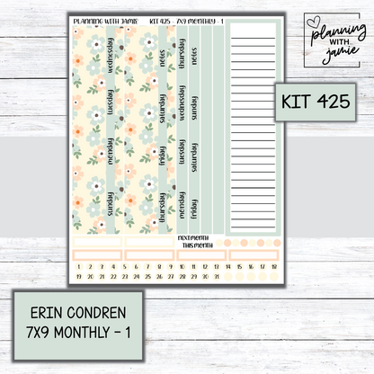 KIT 425 Erin Condren 7X9 OR A5 Monthly Kit