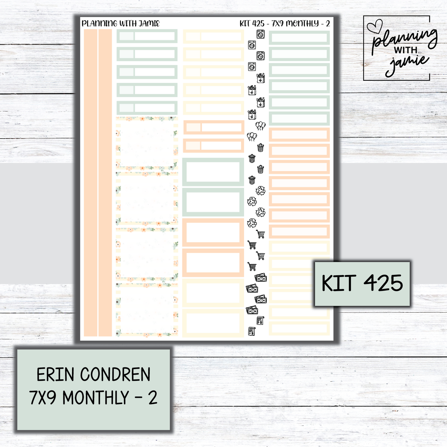 KIT 425 Erin Condren 7X9 OR A5 Monthly Kit