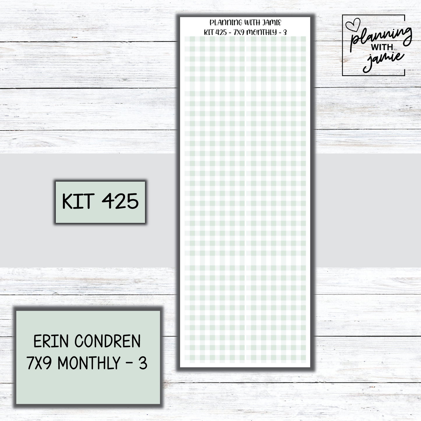 KIT 425 Erin Condren 7X9 OR A5 Monthly Kit