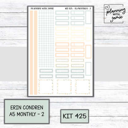 KIT 425 Erin Condren 7X9 OR A5 Monthly Kit