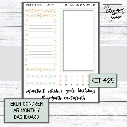 KIT 425 A5 Erin Condren Monthly Dashboard Sticker Kit