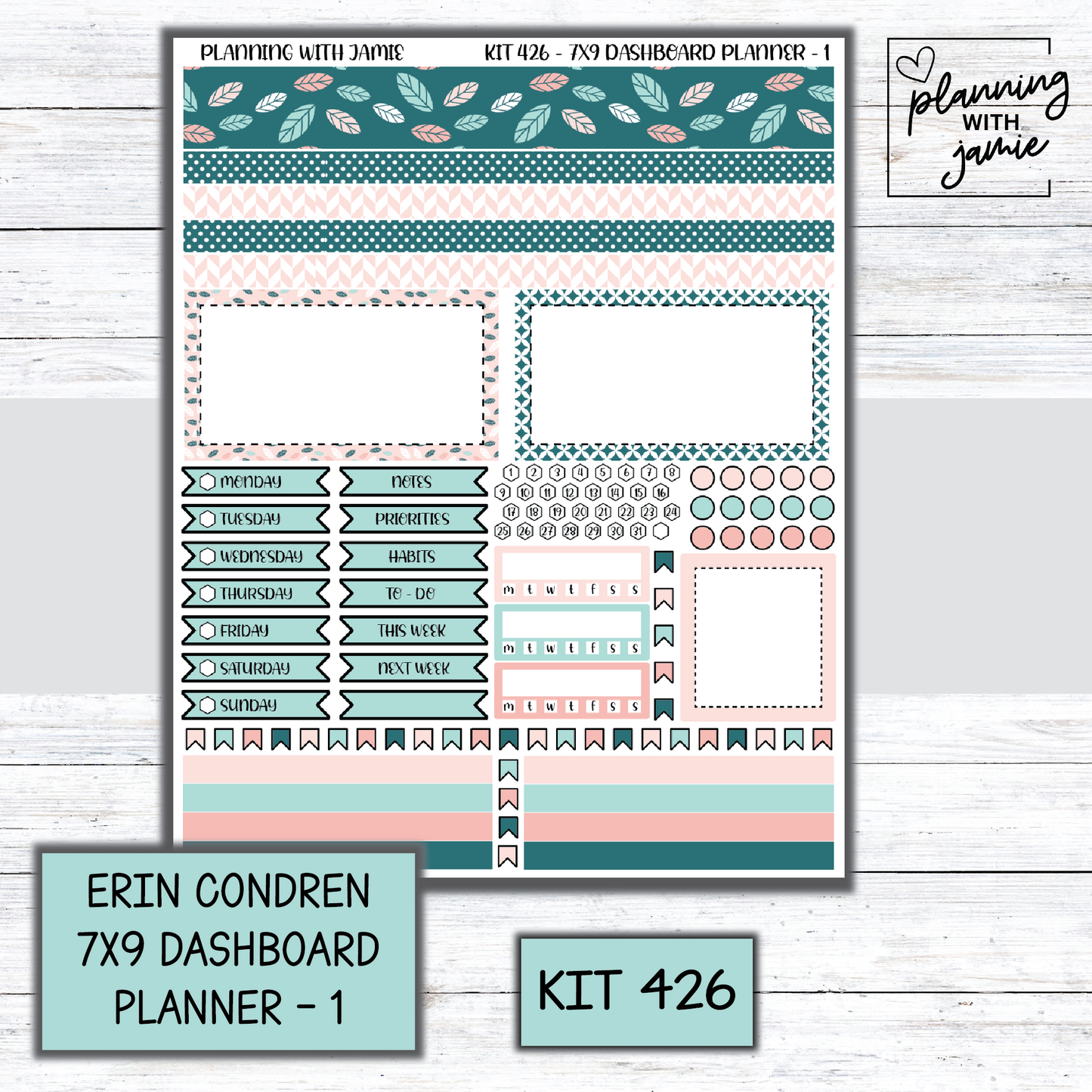 Kit 426 Erin Condren Dashboard Planner Sticker Kit