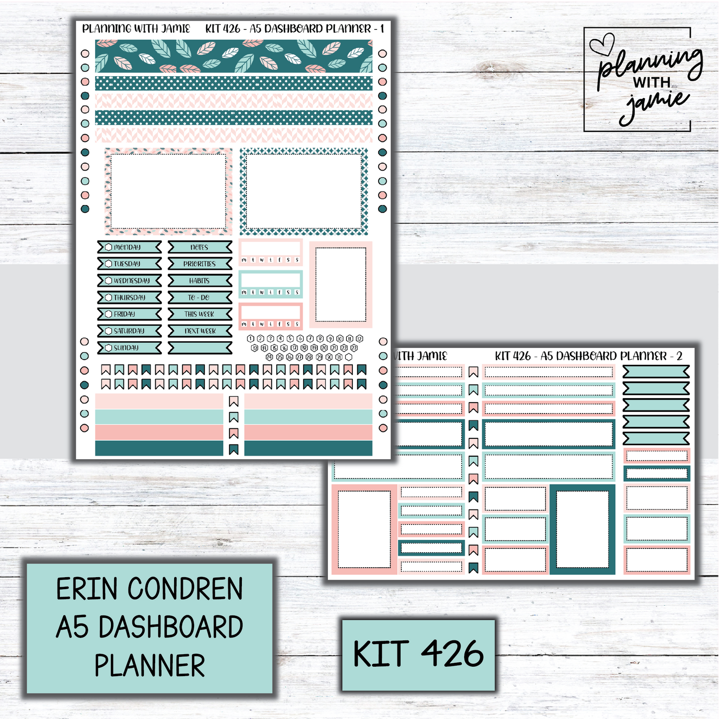 Kit 426 Erin Condren Dashboard Planner Sticker Kit