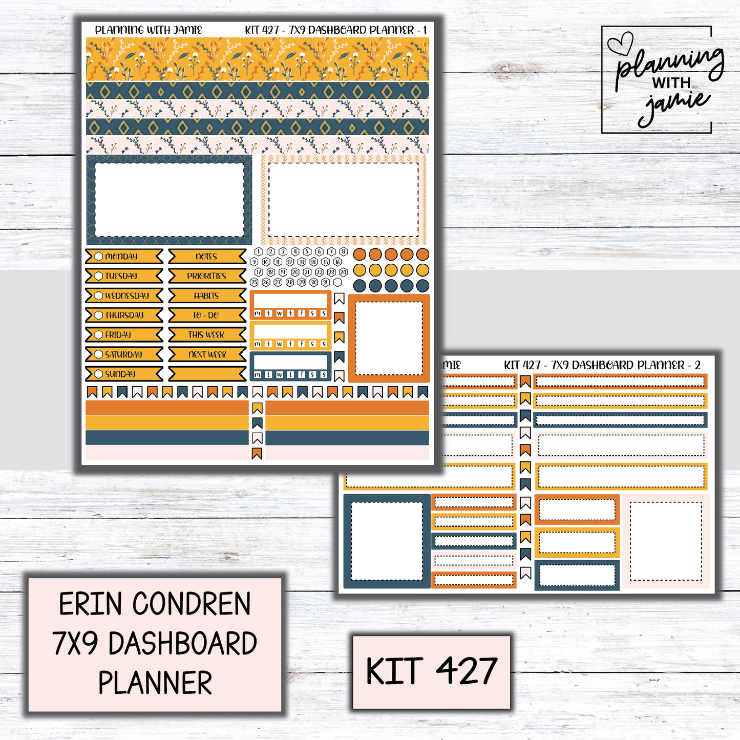 Kit 427 Erin Condren Dashboard Planner Sticker Kit