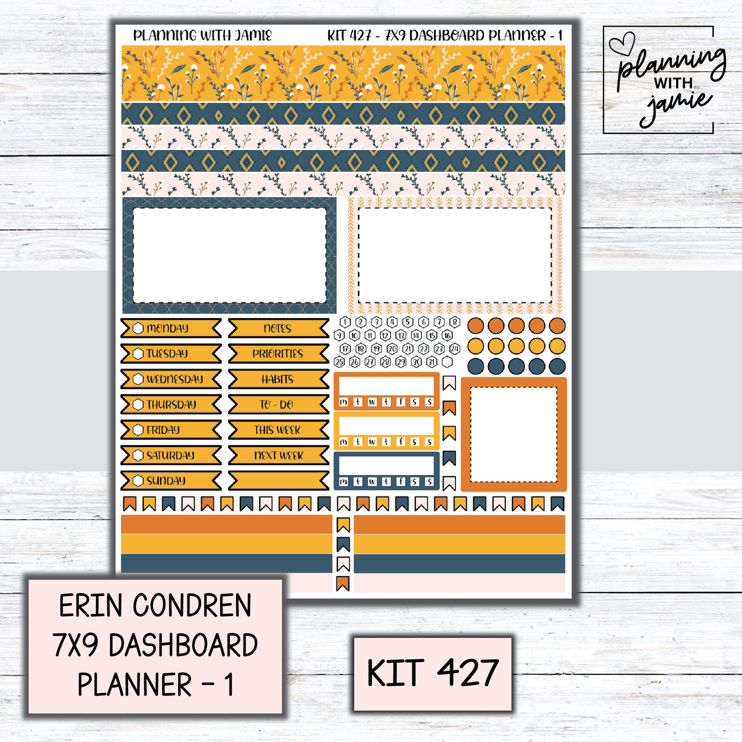 Kit 427 Erin Condren Dashboard Planner Sticker Kit