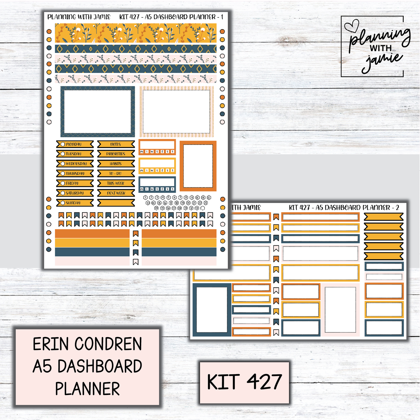 Kit 427 Erin Condren Dashboard Planner Sticker Kit