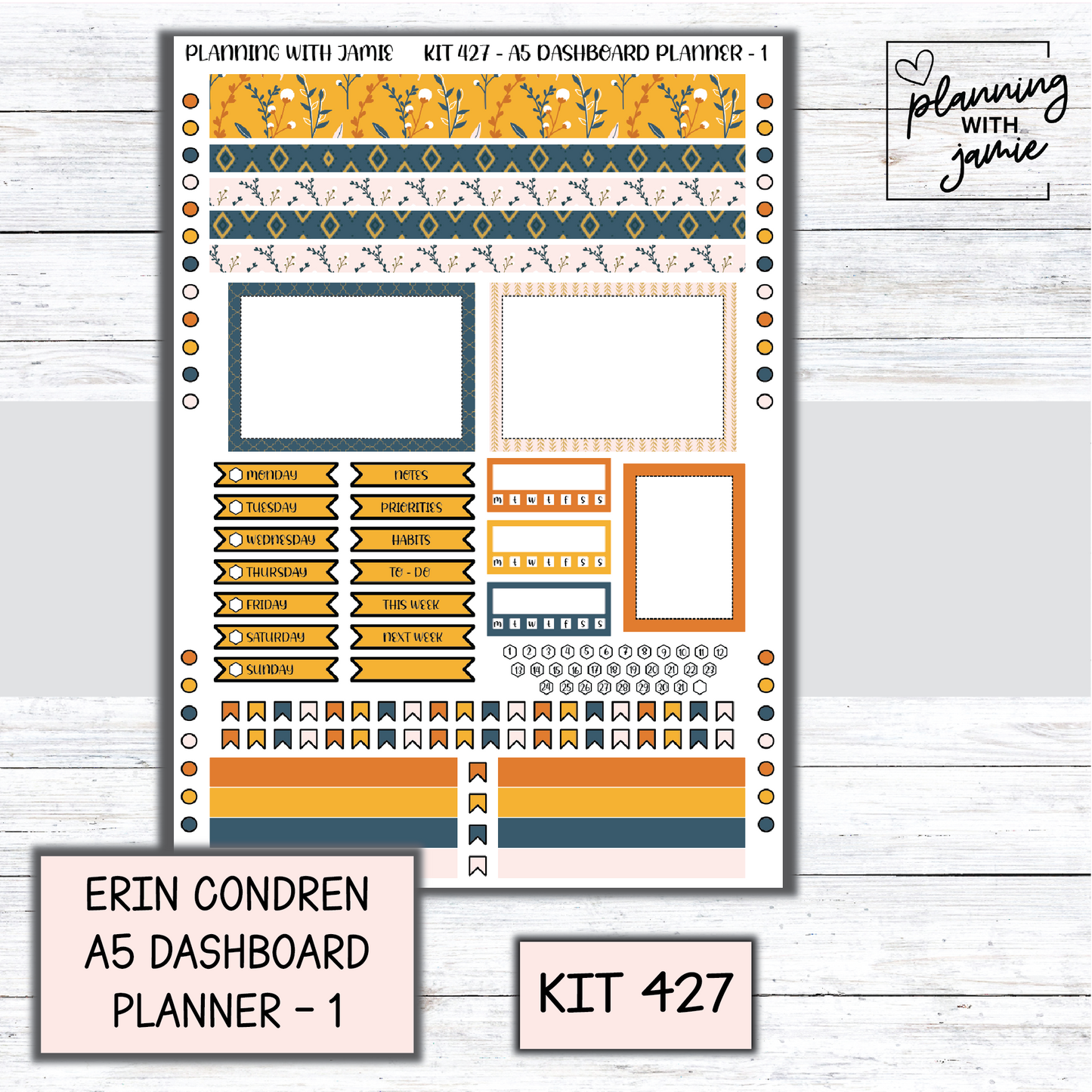 Kit 427 Erin Condren Dashboard Planner Sticker Kit