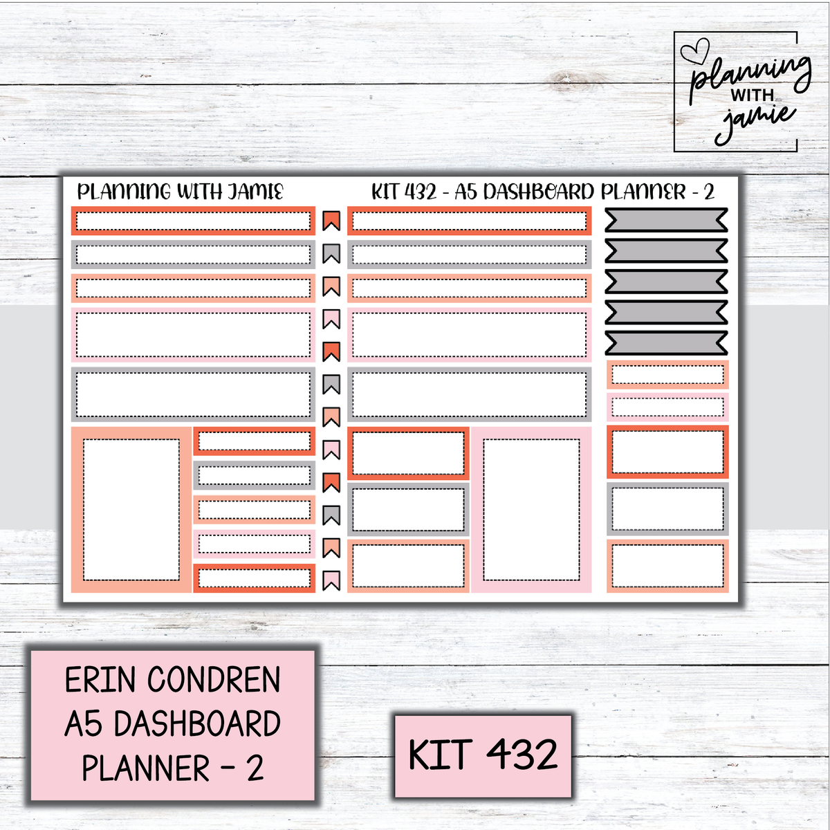 Kit 432 Erin Condren Dashboard Planner Sticker Kit