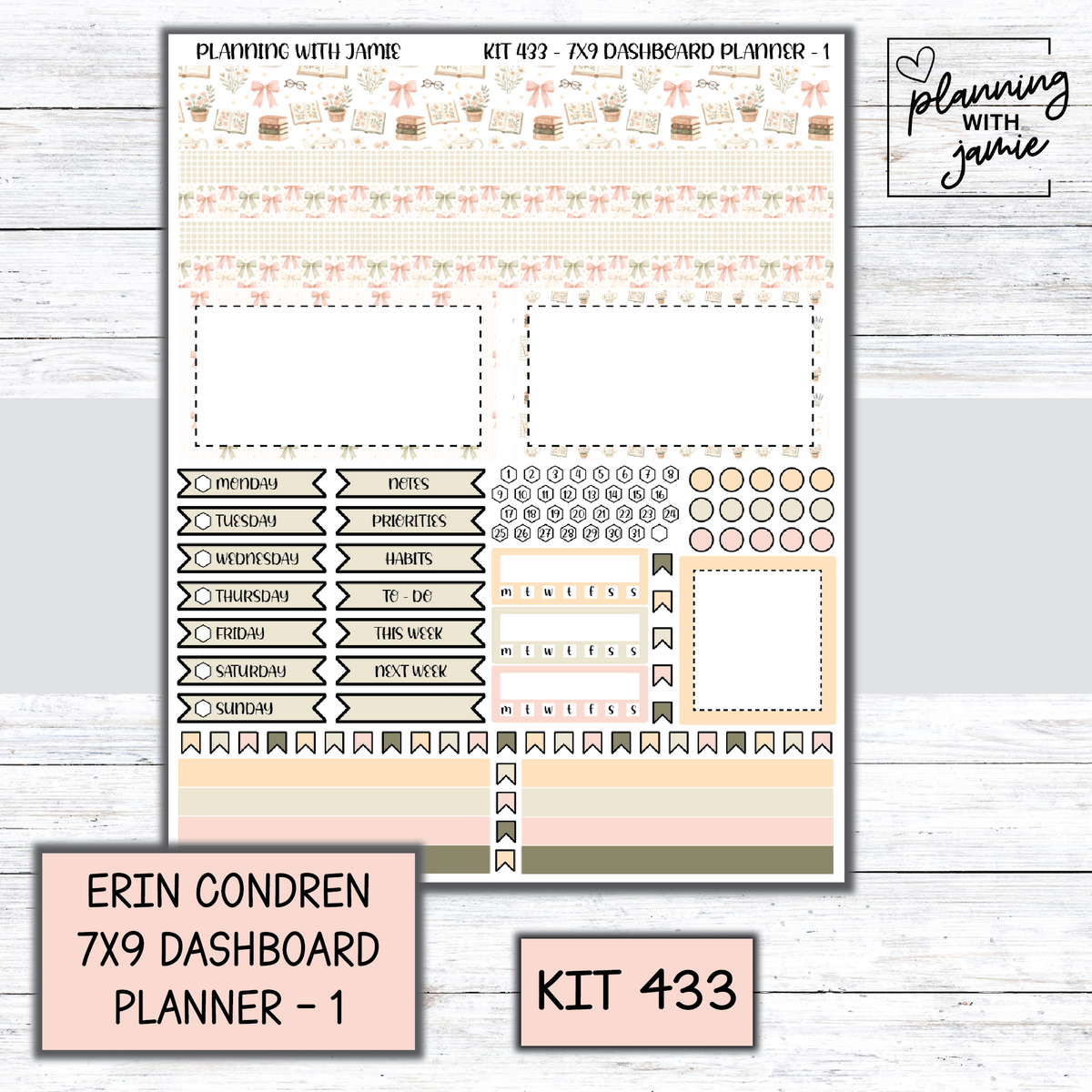 Kit 433 Erin Condren Dashboard Planner Sticker Kit