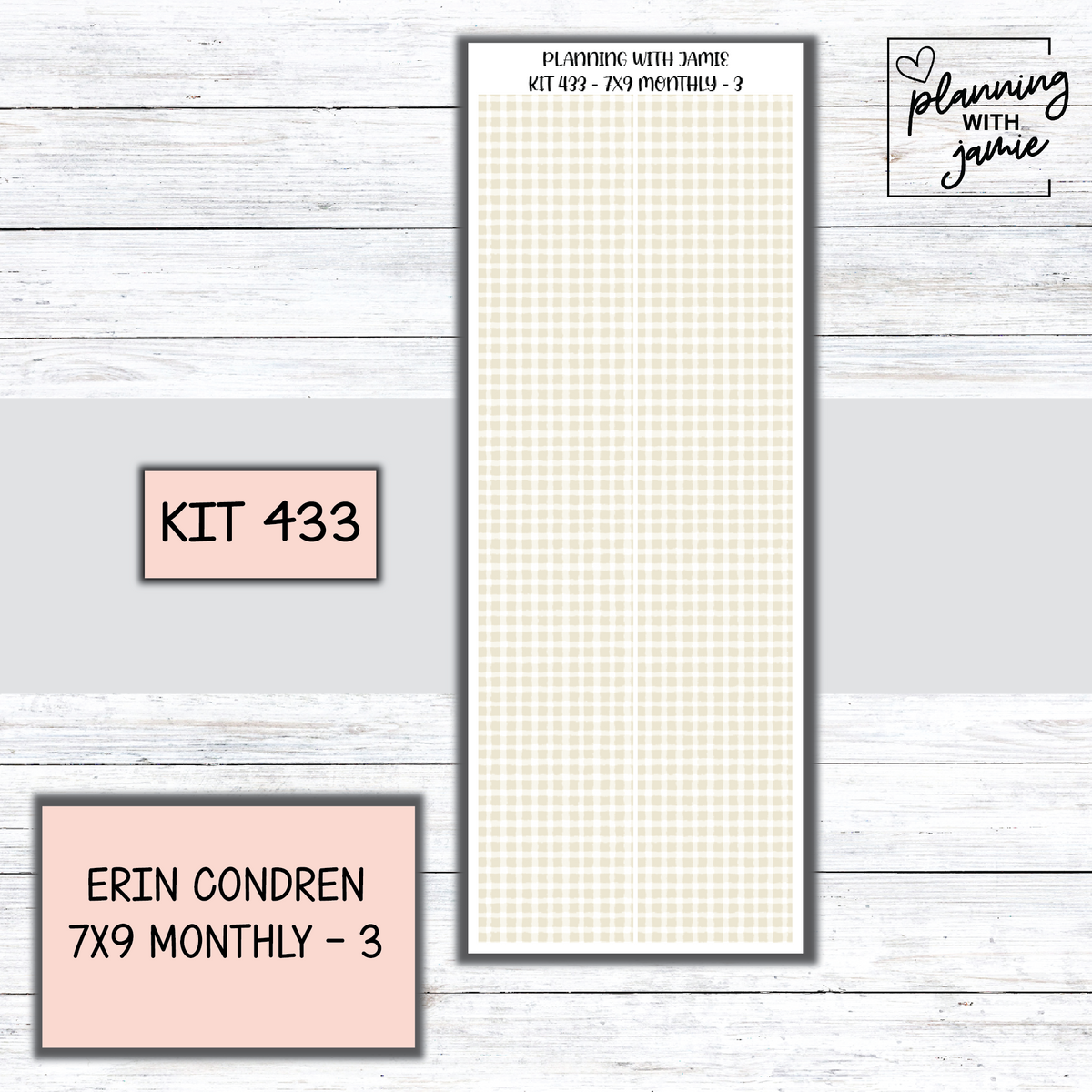 KIT 433 Erin Condren 7X9 OR A5 Monthly Kit