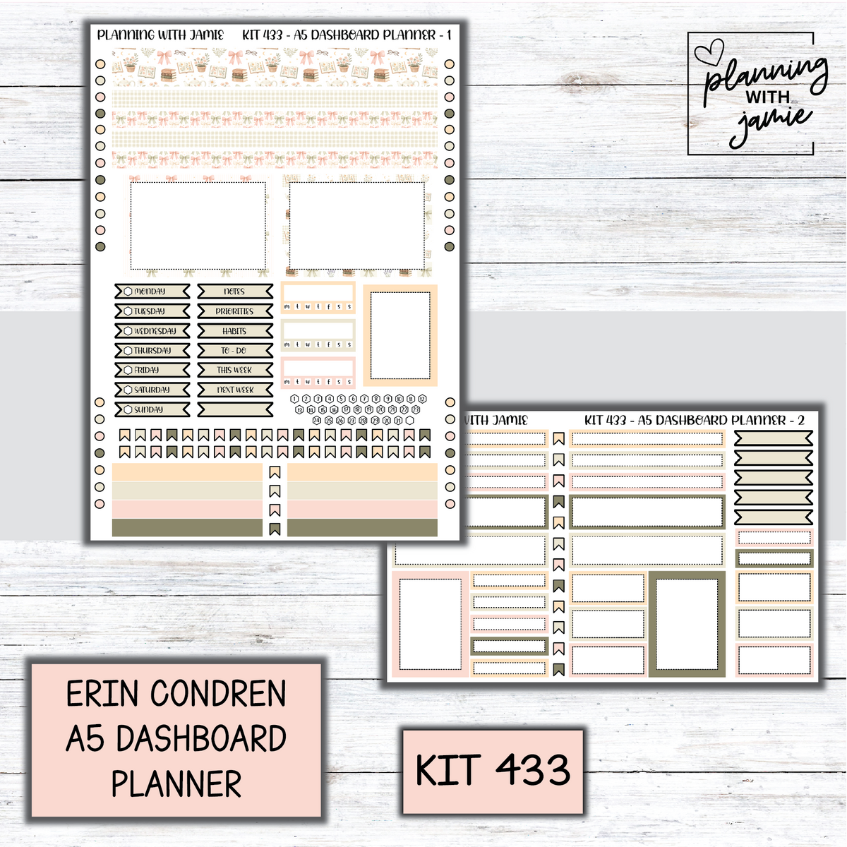 Kit 433 Erin Condren Dashboard Planner Sticker Kit