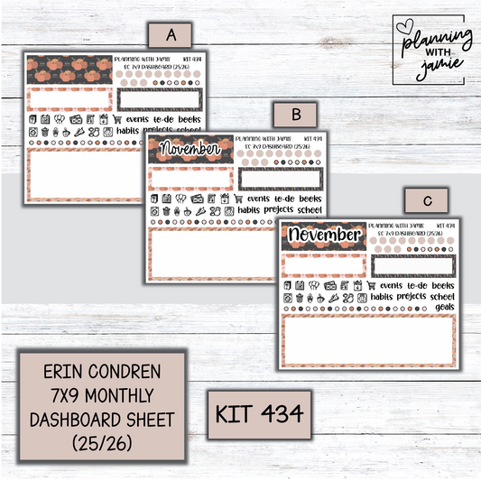 KIT 434 7X9 Erin Condren Monthly Dashboard Sticker Kit