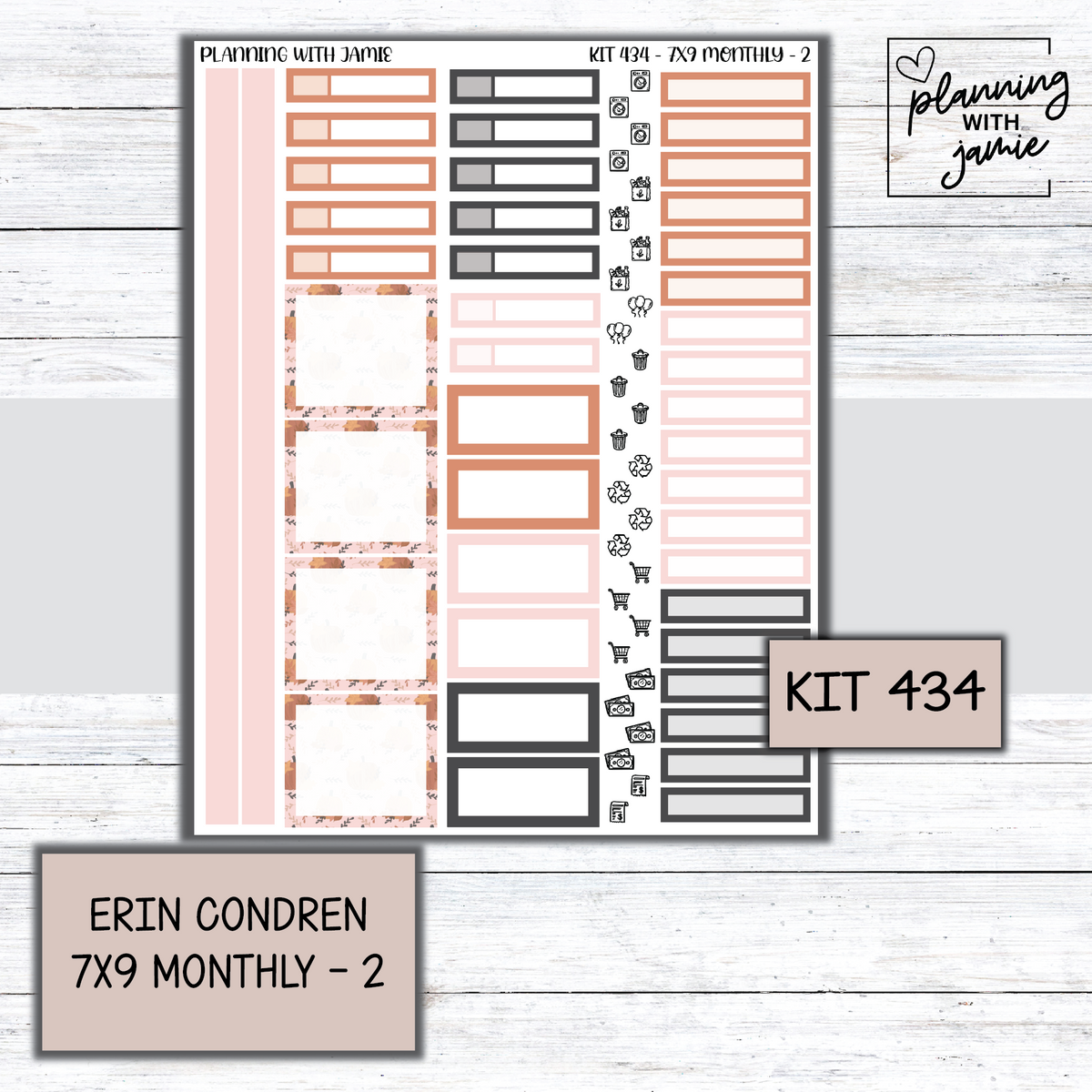 KIT 434 Erin Condren 7X9 OR A5 Monthly Kit