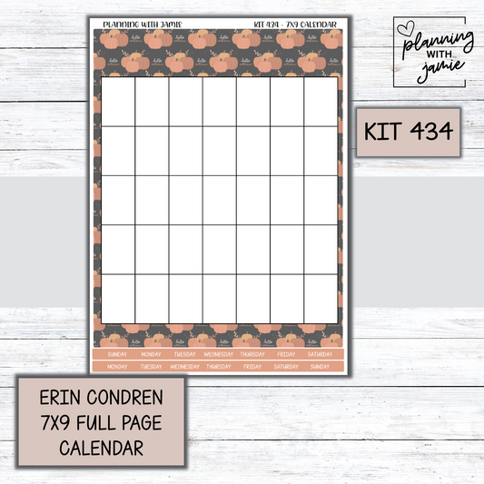 KIT 434 Erin Condren 7X9 Full Page Calendar