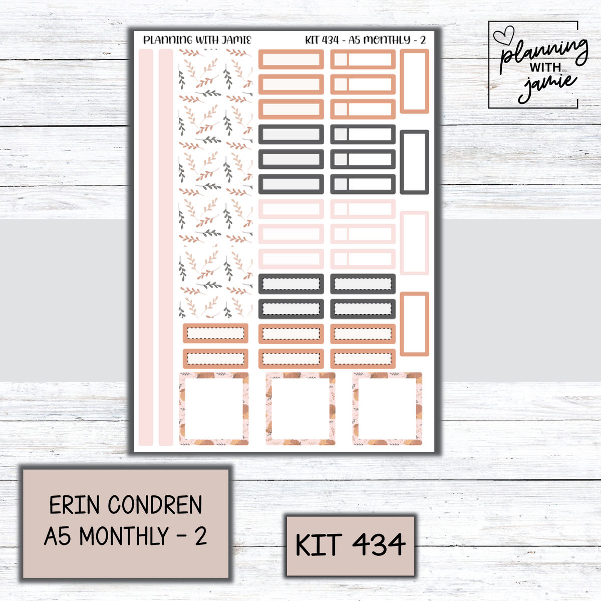 KIT 434 Erin Condren 7X9 OR A5 Monthly Kit