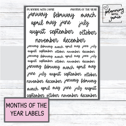 MONTHS OF THE YEAR SCRIPT STICKER