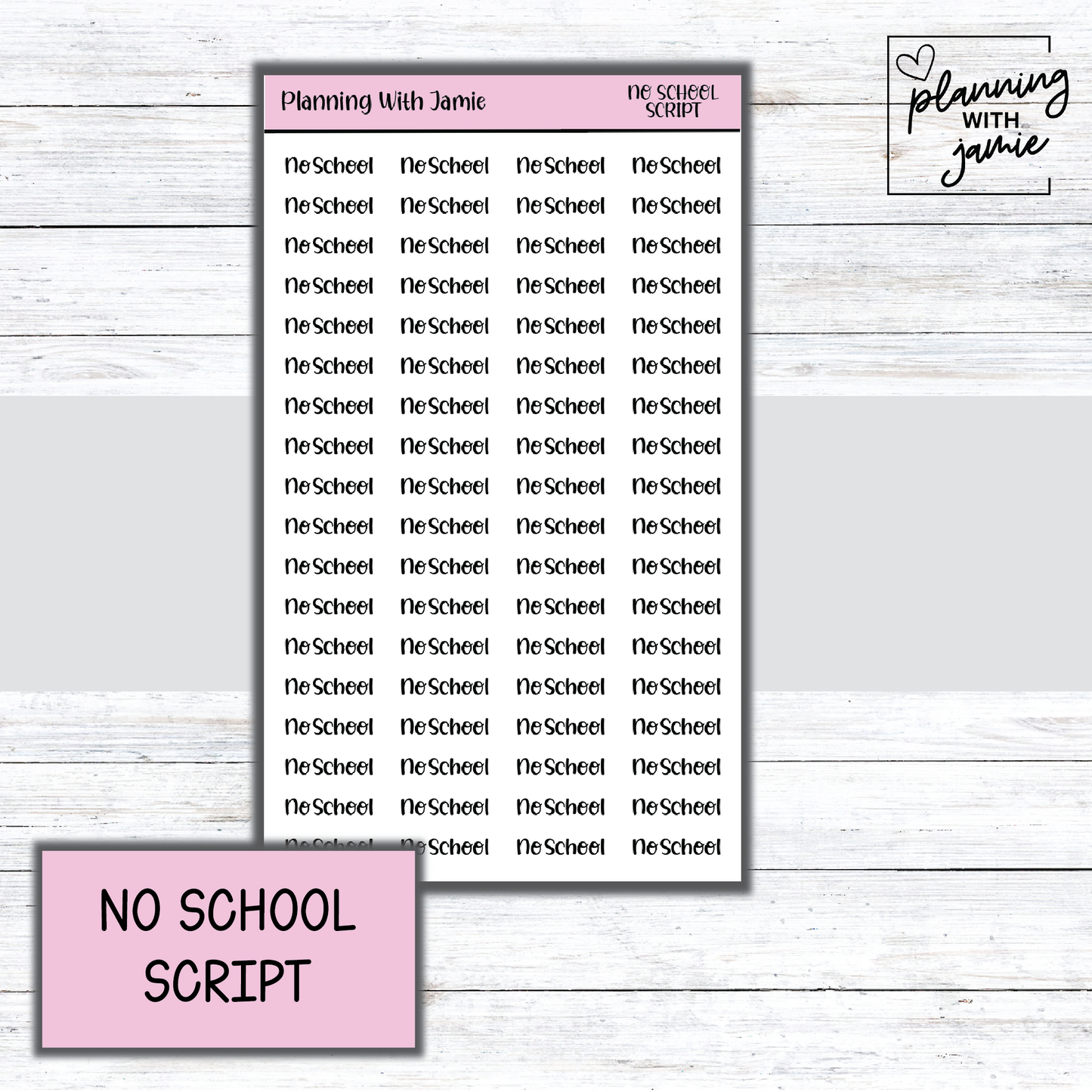 NO SCHOOL SCRIPT STICKERS