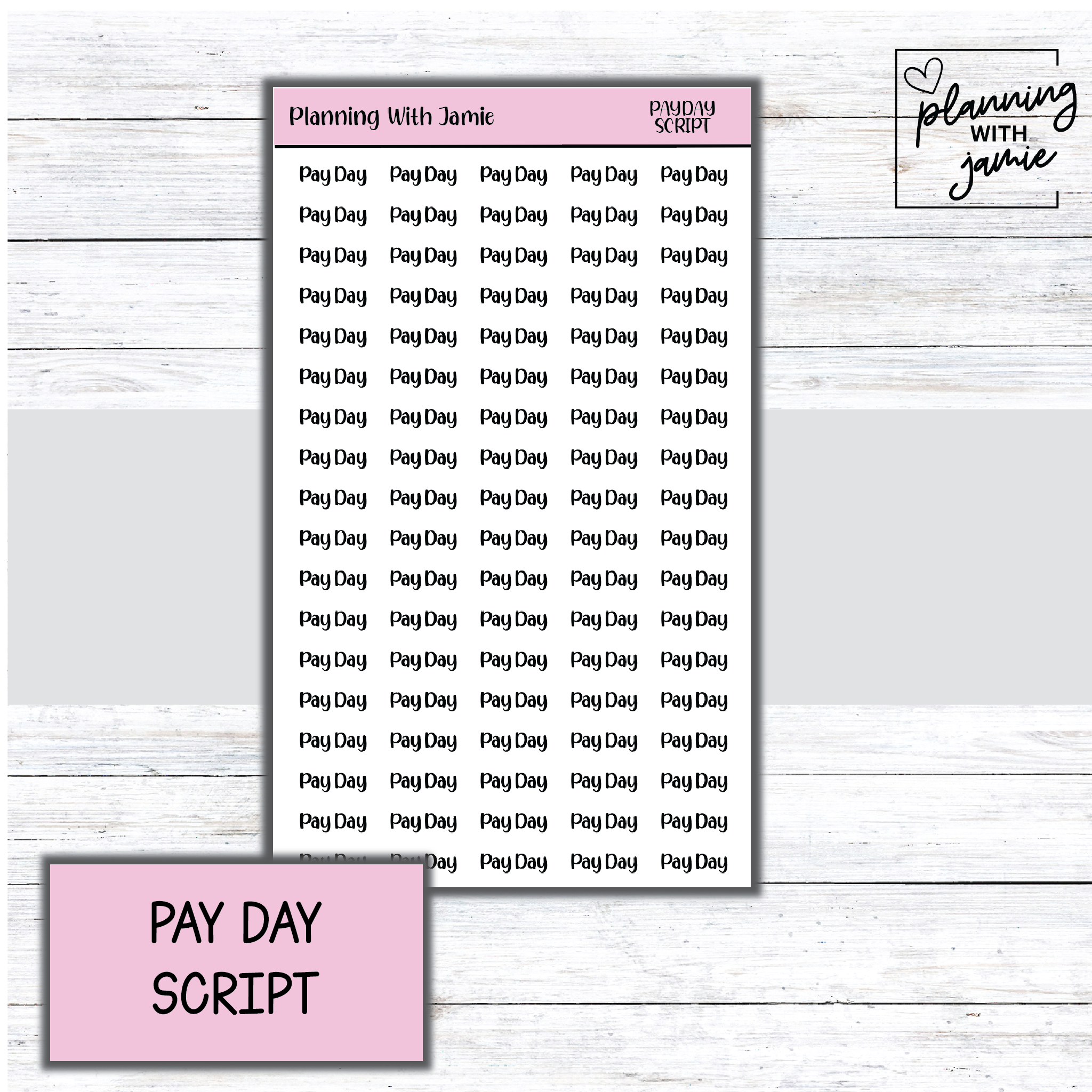 PAYDAY SCRIPT STICKER – Planning With Jamie