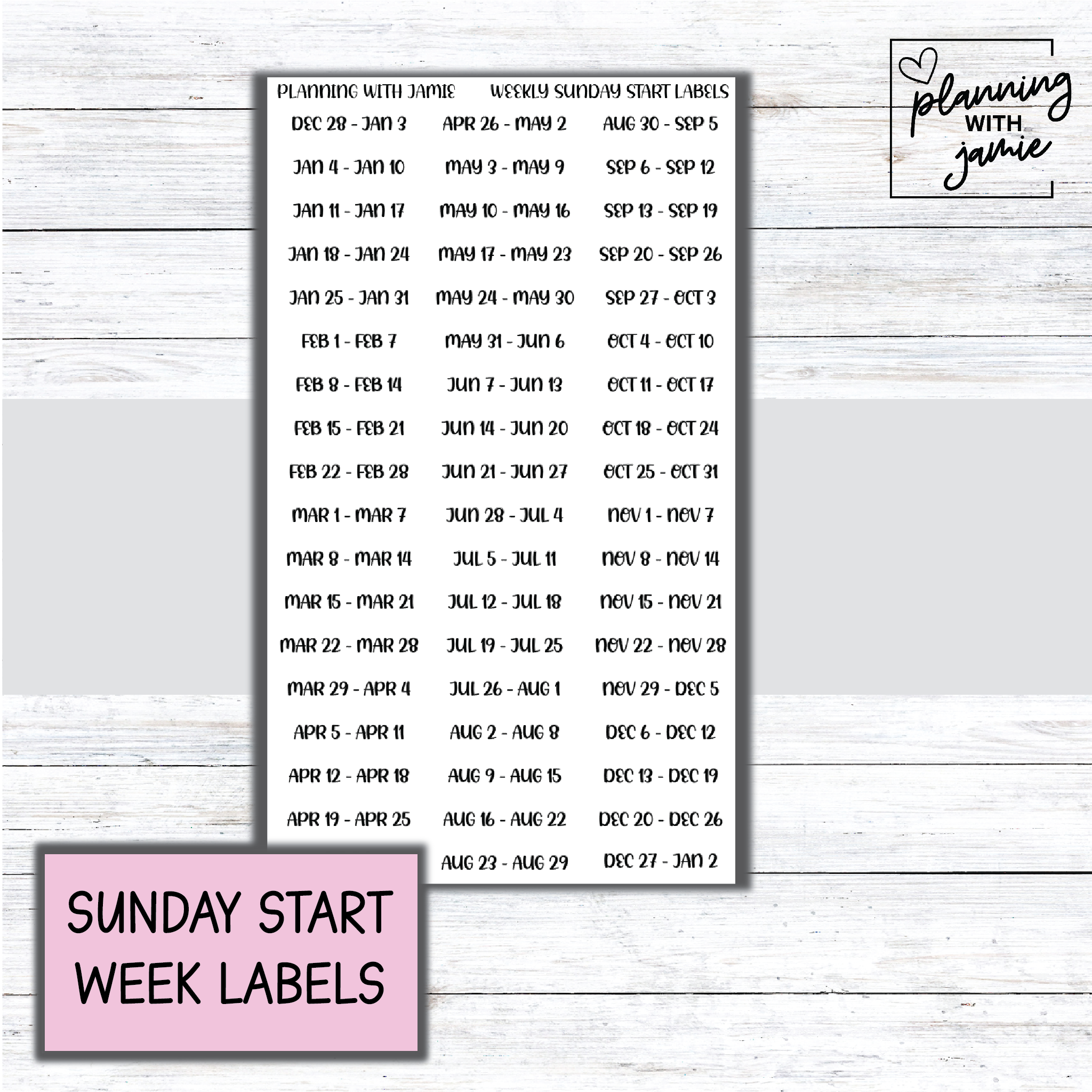 WEEK OF Script Stickers – Planning With Jamie