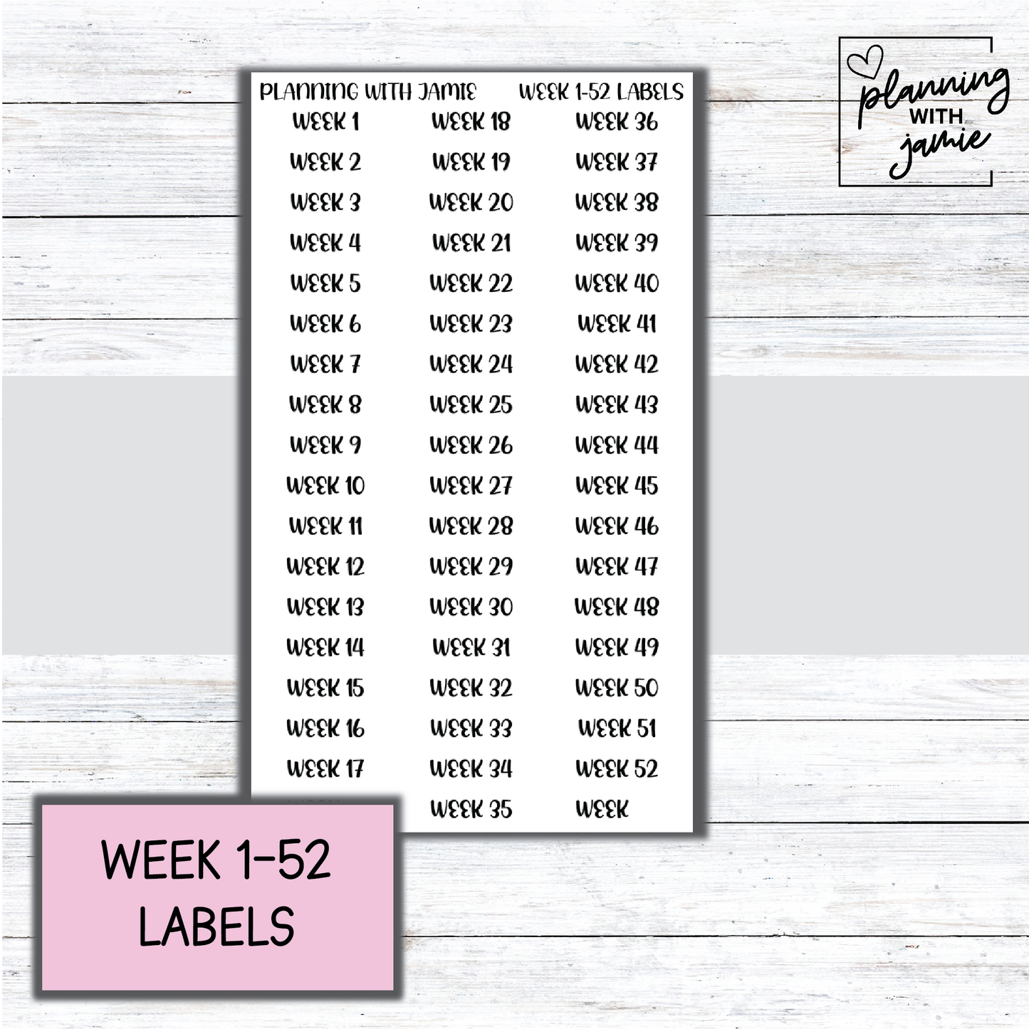 Week 1-52 Script Stickers