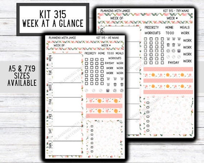 Kit 315 Week At A Glance Sticker || Week At A Glance Planner Sticker Kit || Weekly Overview Stickers || Daily Duo Stickers || SPRING STICKERS