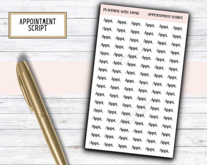 APPOINTMENT Stickers, APPOINTMENT Script, Appt Script, Appt Sticker, Planner Stickers, Mom Planning Stickers, Script Stickers