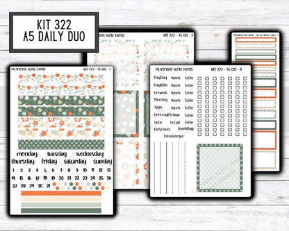 Kit 322 Erin Condren Daily Duo || Weekly Sticker Kit || Daily Duo Stickers || FLORAL STICKERS