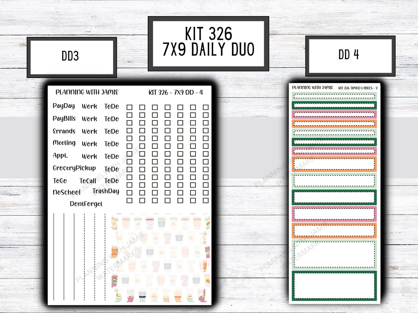 Kit 326 Erin Condren Daily Duo || Weekly Sticker Kit || Daily Duo Stickers || FLOWER STICKERS