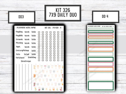 Kit 326 Erin Condren Daily Duo || Weekly Sticker Kit || Daily Duo Stickers || FLOWER STICKERS