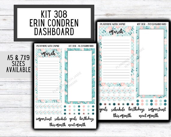 KIT 308 Erin Condren Dashboard Sticker Kit || Dashboard Monthly Sticker || Erin Condren Dashboard Sticker || SUMMER Stickers || SPRING STICKERS