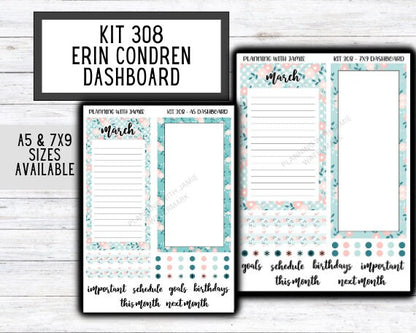 KIT 308 Erin Condren Dashboard Sticker Kit || Dashboard Monthly Sticker || Erin Condren Dashboard Sticker || SUMMER Stickers || SPRING STICKERS