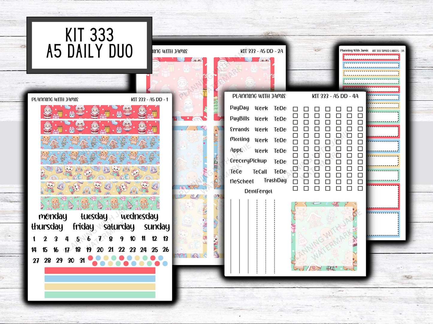 Kit 333 Erin Condren Daily Duo || Weekly Sticker Kit || Daily Duo Stickers || WINTER Stickers || CHRISTMAS STICKERS