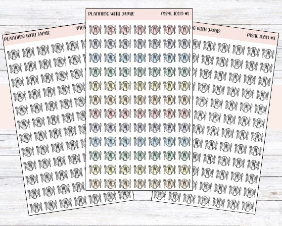 MEAL ICONS, Planner Meal Stickers, Daily Icon Stickers, Meal Planning Sticker, Planner Stickers