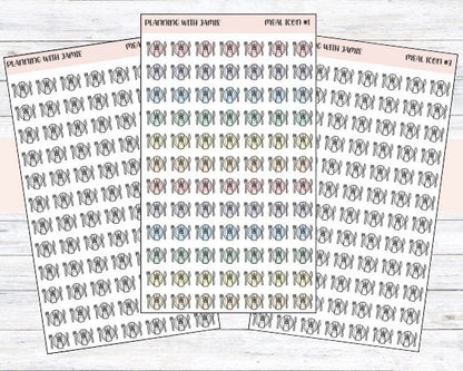 MEAL ICONS, Planner Meal Stickers, Daily Icon Stickers, Meal Planning Sticker, Planner Stickers