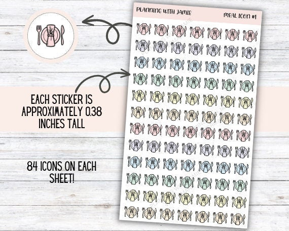 MEAL ICONS, Planner Meal Stickers, Daily Icon Stickers, Meal Planning Sticker, Planner Stickers