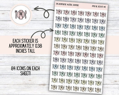 MEAL ICONS, Planner Meal Stickers, Daily Icon Stickers, Meal Planning Sticker, Planner Stickers