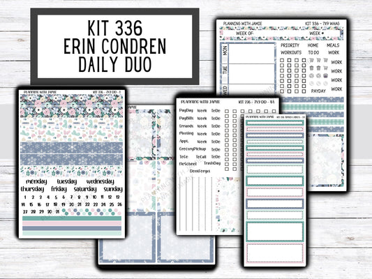 Kit 336 Erin Condren Daily Duo || Weekly Sticker Kit || Daily Duo Stickers || WINTER Stickers || FLOWER STICKERS