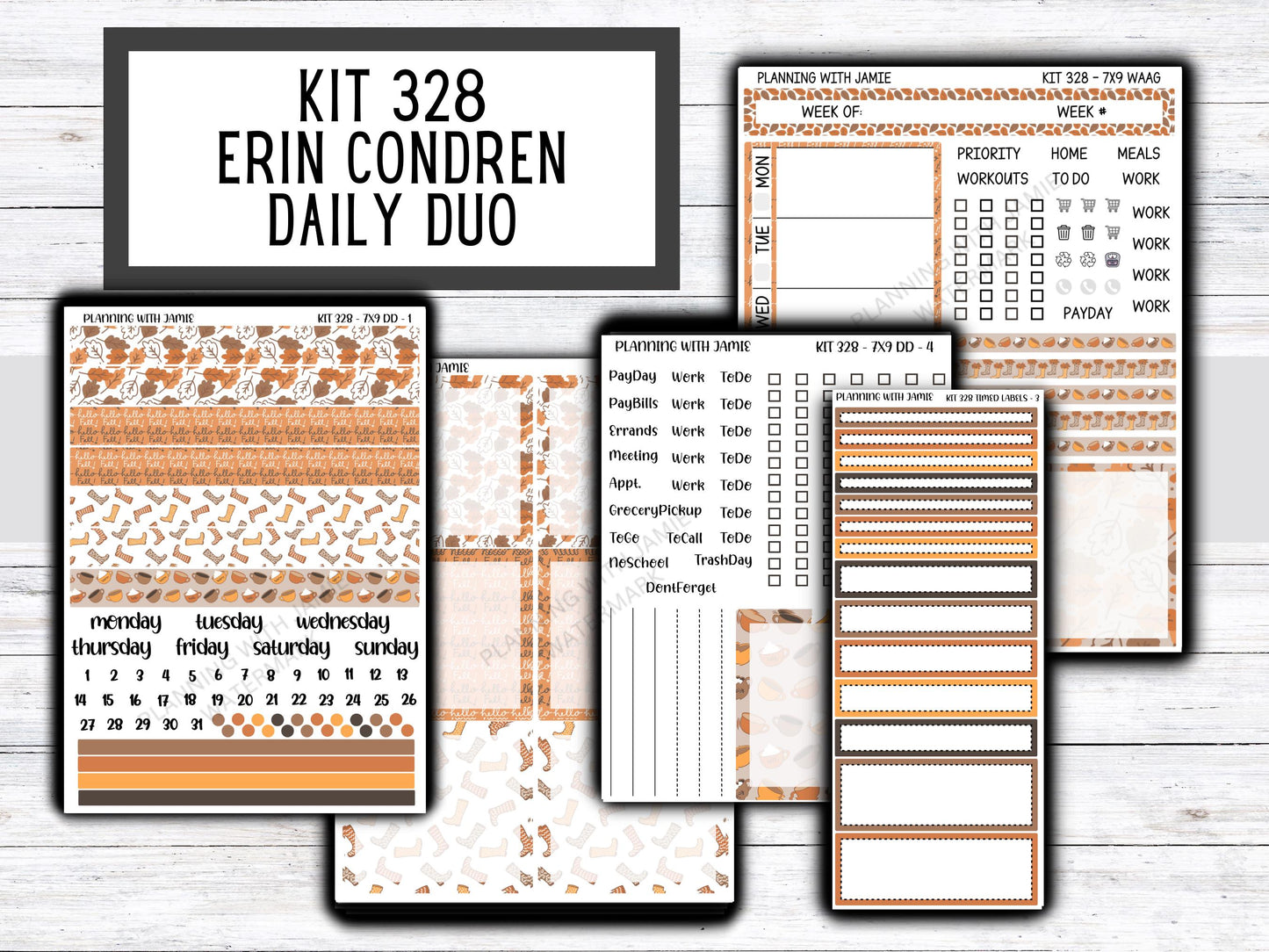 Kit 328 Erin Condren Daily Duo || Weekly Sticker Kit || Daily Duo Stickers || FALL STICKERS