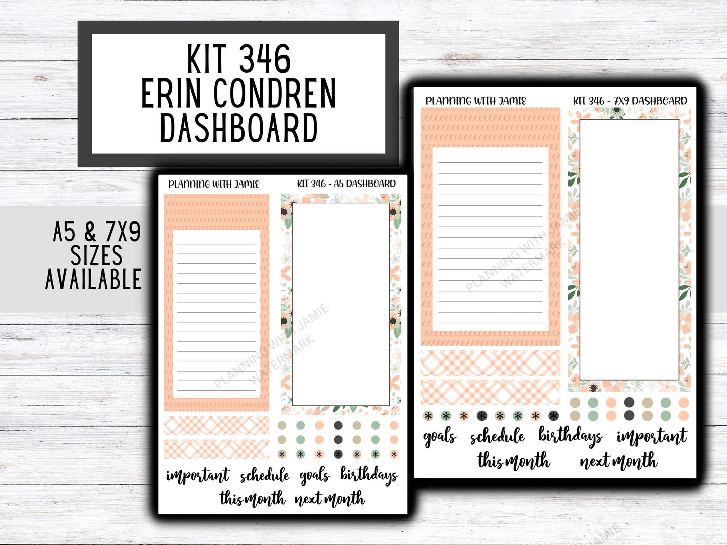 KIT 346 Erin Condren Dashboard Sticker Kit || Dashboard Monthly Sticker || Erin Condren Dashboard Sticker || PRETTY Stickers | SPRING Stickers
