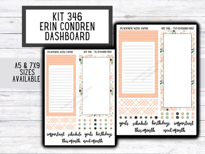 KIT 346 Erin Condren Dashboard Sticker Kit || Dashboard Monthly Sticker || Erin Condren Dashboard Sticker || PRETTY Stickers | SPRING Stickers