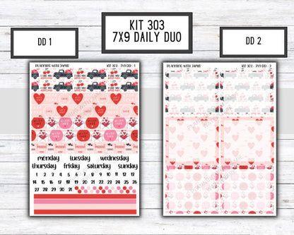 Kit 303 Erin Condren Daily Duo || Weekly Sticker Kit || Daily Duo Stickers || VALENTINES STICKERS