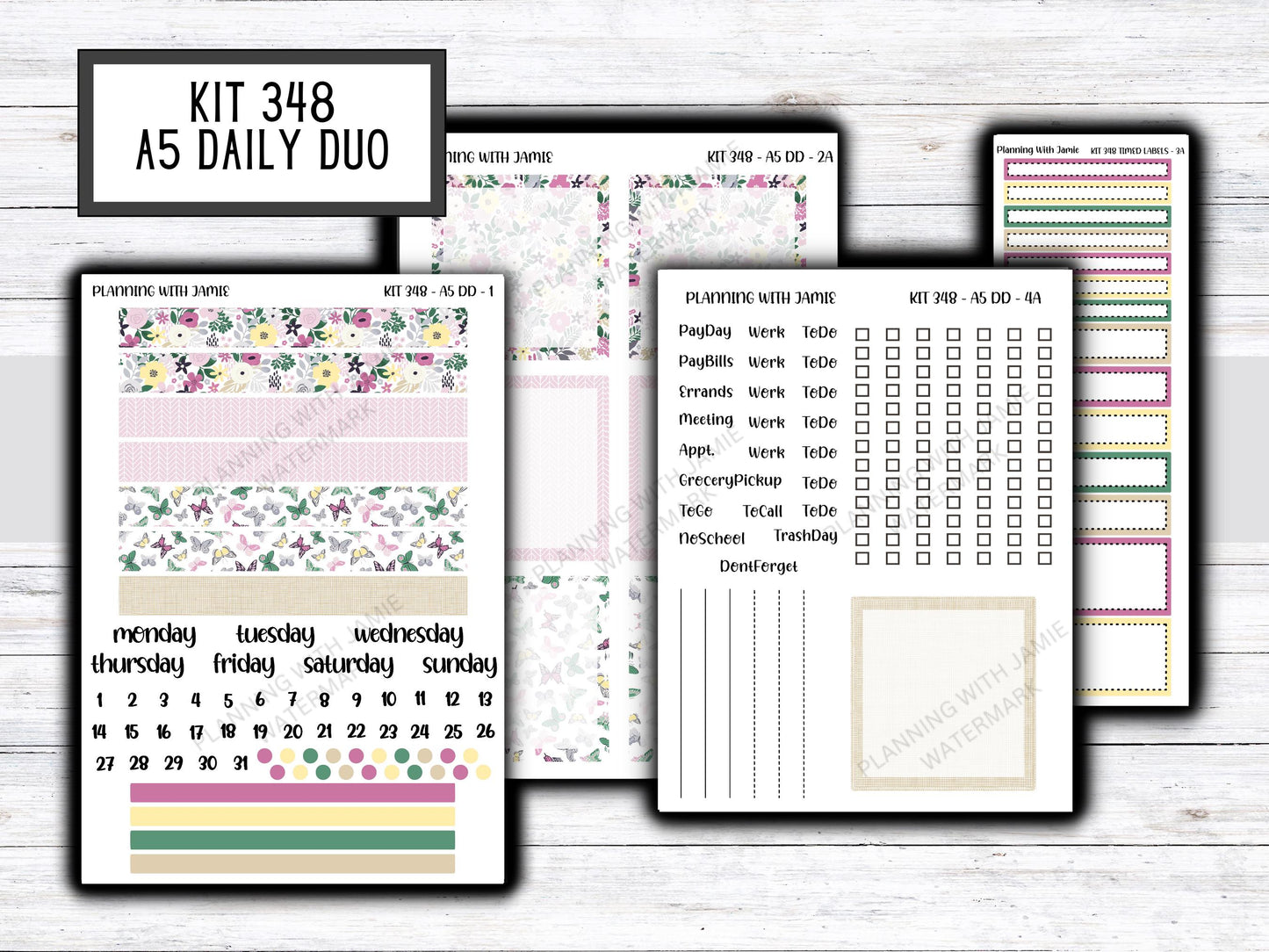 Kit 348 Erin Condren Daily Duo Sticker Kit || Daily Duo Stickers || Erin Condren Stickers || FLOWER STICKERS