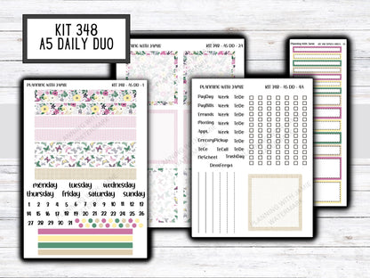 Kit 348 Erin Condren Daily Duo Sticker Kit || Daily Duo Stickers || Erin Condren Stickers || FLOWER STICKERS