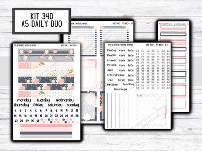 Kit 340 Erin Condren Daily Duo || Weekly Sticker Kit || Daily Duo Stickers || Erin Condren Stickers || Pretty STICKERS || Flower Stickers