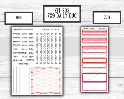 Kit 303 Erin Condren Daily Duo || Weekly Sticker Kit || Daily Duo Stickers || VALENTINES STICKERS