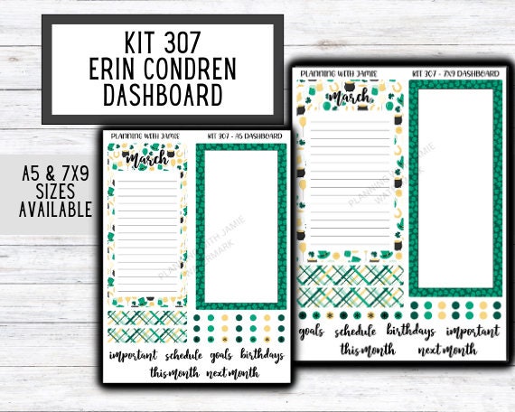 KIT 307 Erin Condren Dashboard Sticker Kit || Dashboard Monthly Sticker || Erin Condren Dashboard Sticker || SUMMER Stickers || SPRING STICKERS