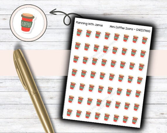 COFFEE Sticker, Coffee Cup Sticker, Coffee Date Sticker, Drink Sticker, Christmas Coffee, Planner Sticker