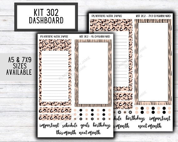KIT 302 Erin Condren Dashboard Sticker Kit || Dashboard Monthly Sticker || Erin Condren Dashboard Sticker || ANIMAL Stickers