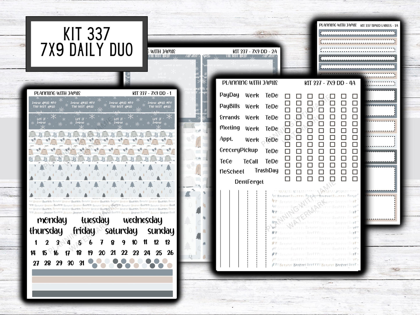 Kit 337 Erin Condren Daily Duo || Weekly Sticker Kit || Daily Duo Stickers || WINTER Stickers || FLOWER STICKERS