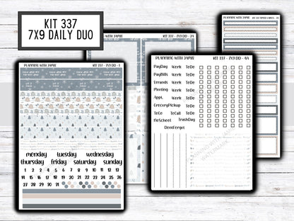 Kit 337 Erin Condren Daily Duo || Weekly Sticker Kit || Daily Duo Stickers || WINTER Stickers || FLOWER STICKERS